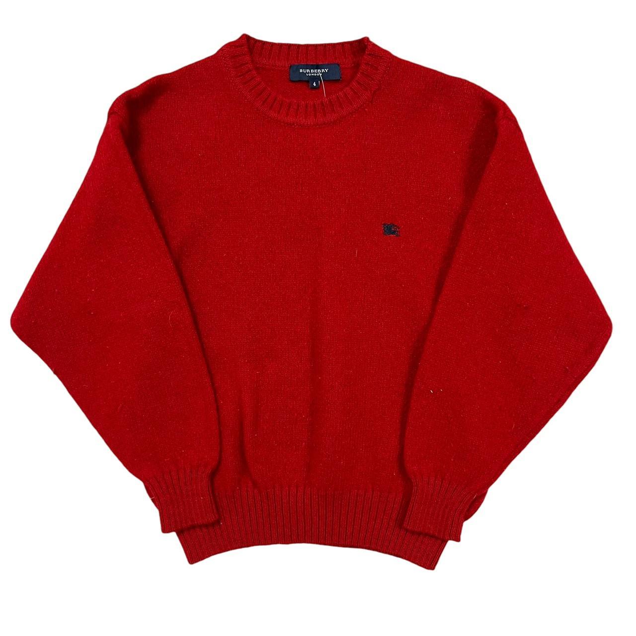 Burberry Knitted Red Jumper sweatshirt Burberry. Depop