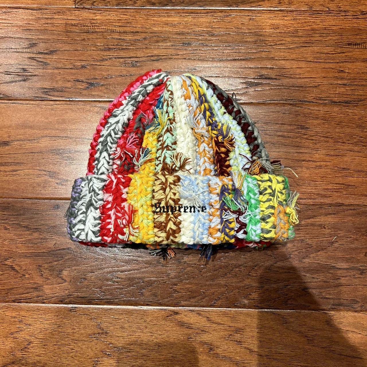 hand knit supreme beanie stock x verified | Depop