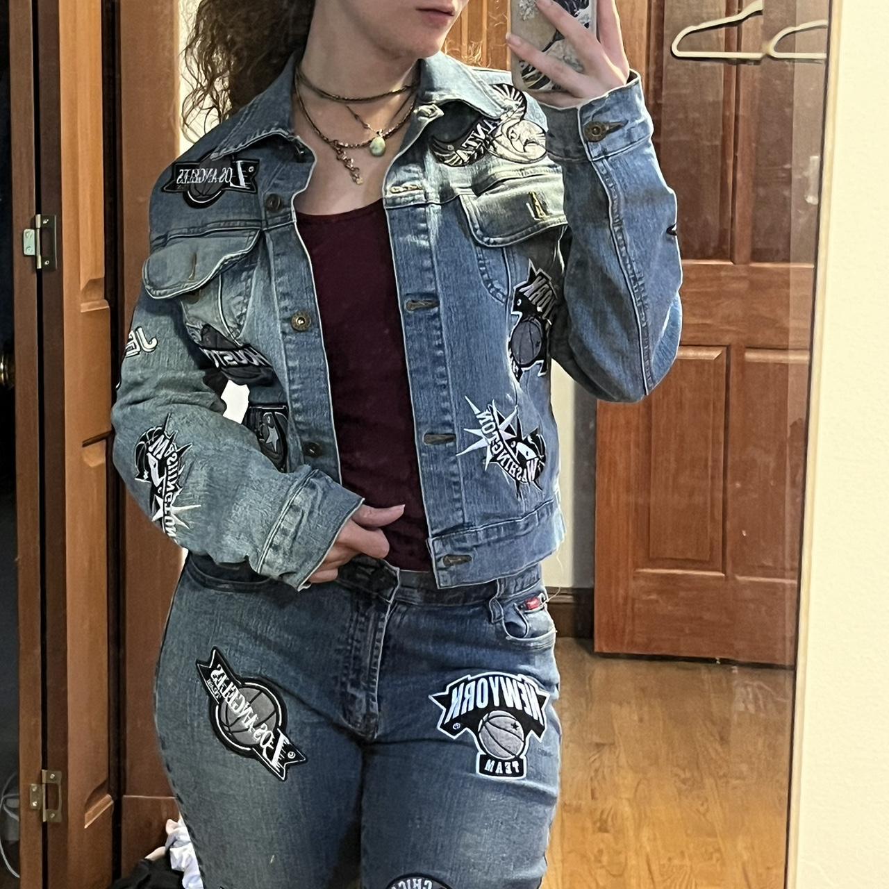 Jean SET basketball team patches jacket and pants Depop