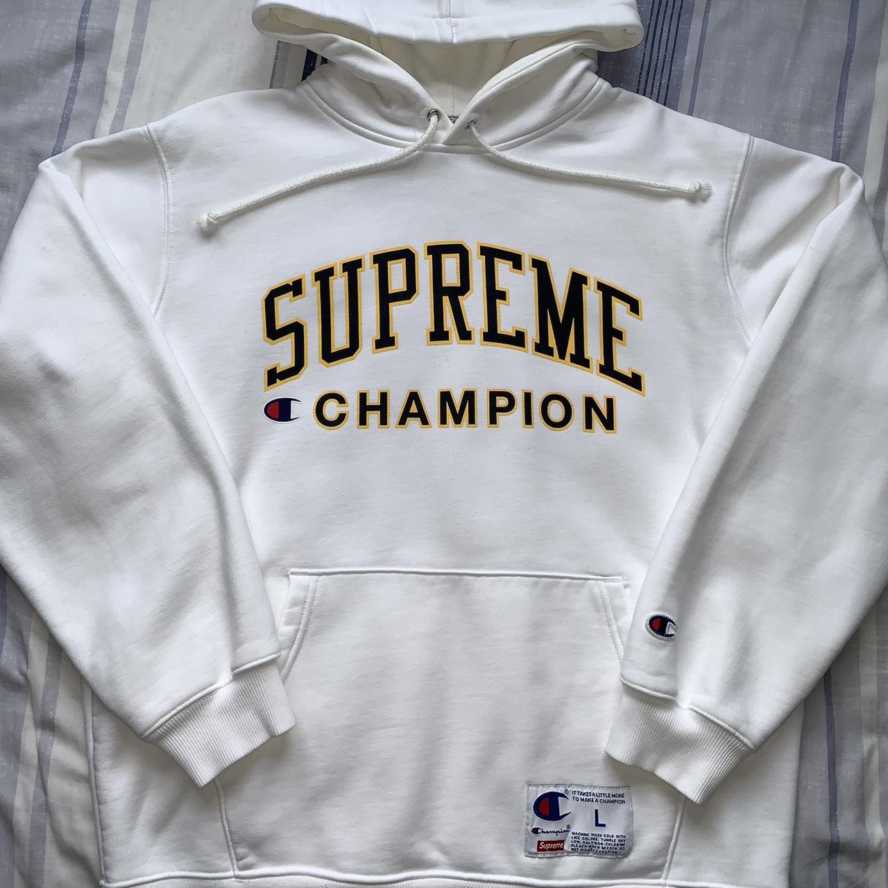 Supreme x champion hoodie white deals