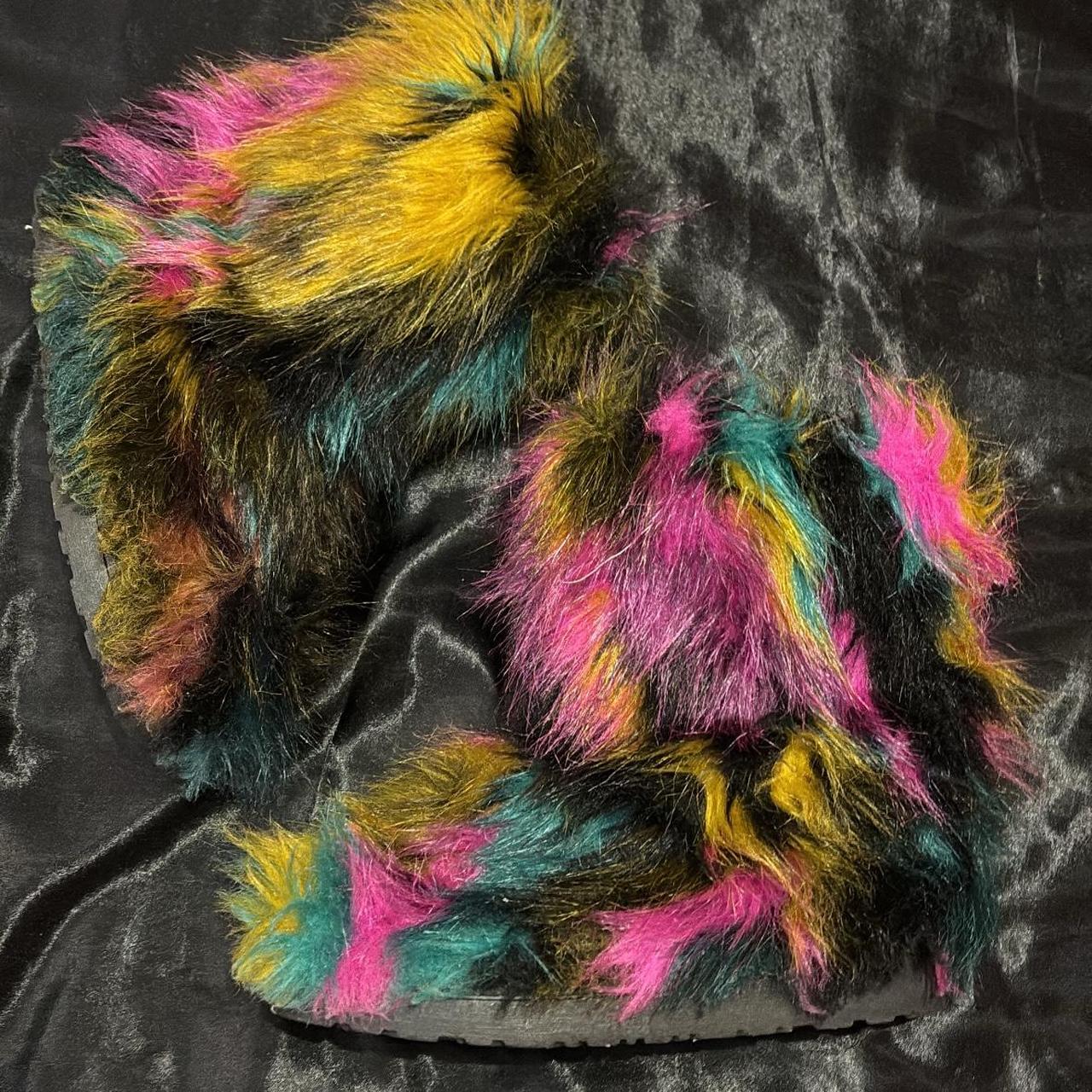 Multicolor fur boots hotsell