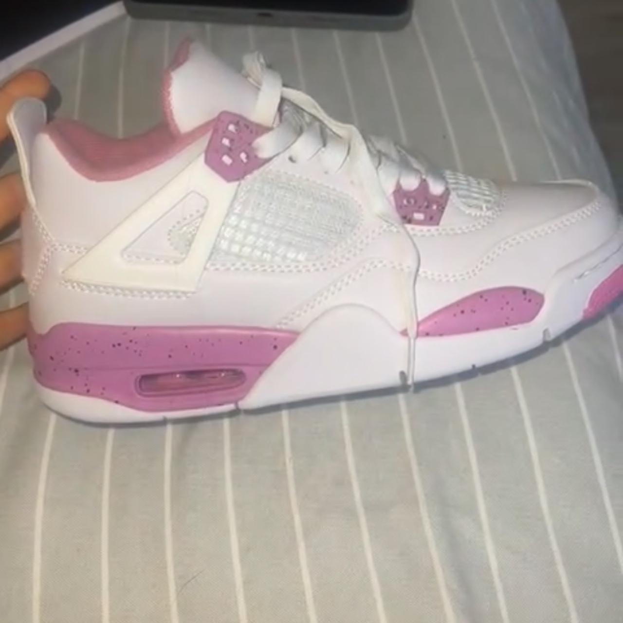 Pink and white jordans womens online