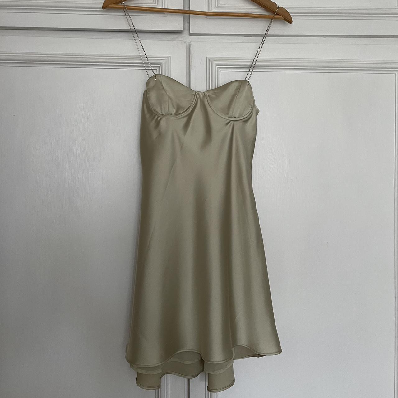 Mirror palais dupé dress from Zara. Green satin... - Depop