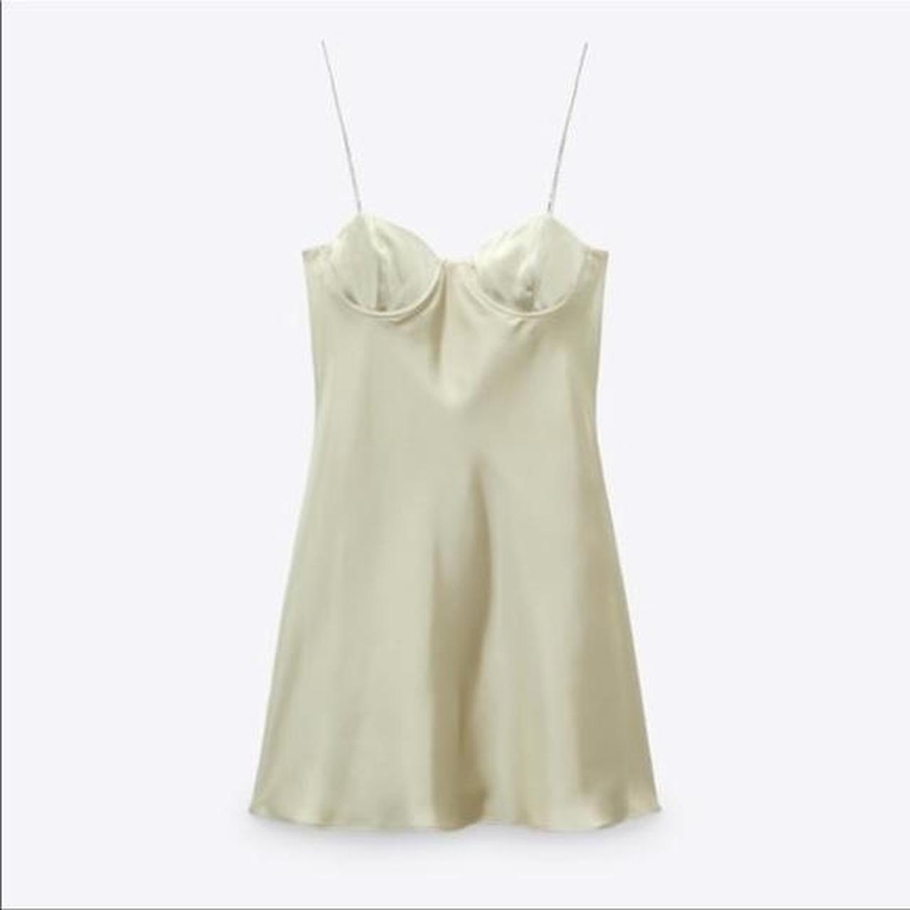 Mirror palais dupé dress from Zara. Green satin... Depop