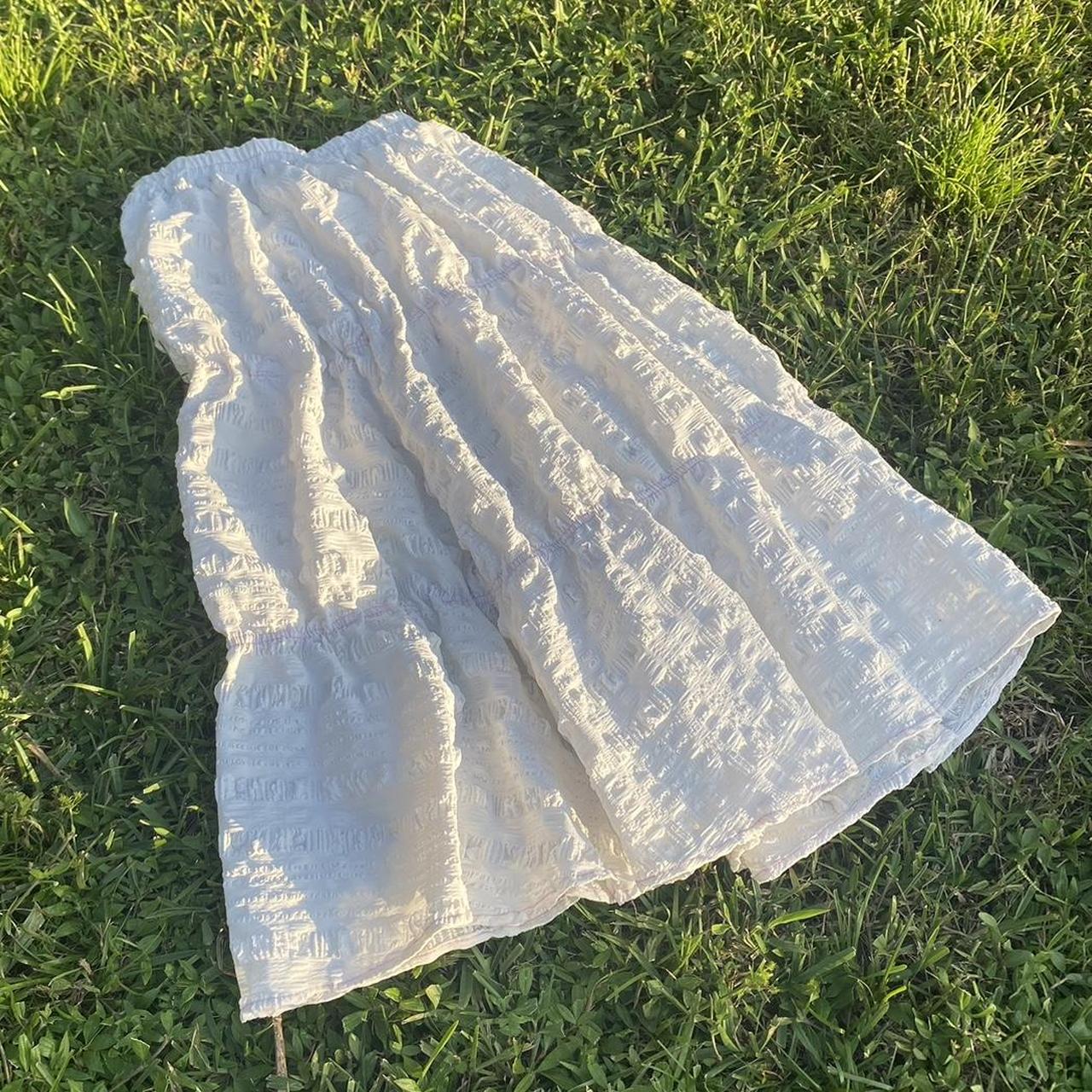 White Cider Tiered Flowy Maxi Skirt Depop