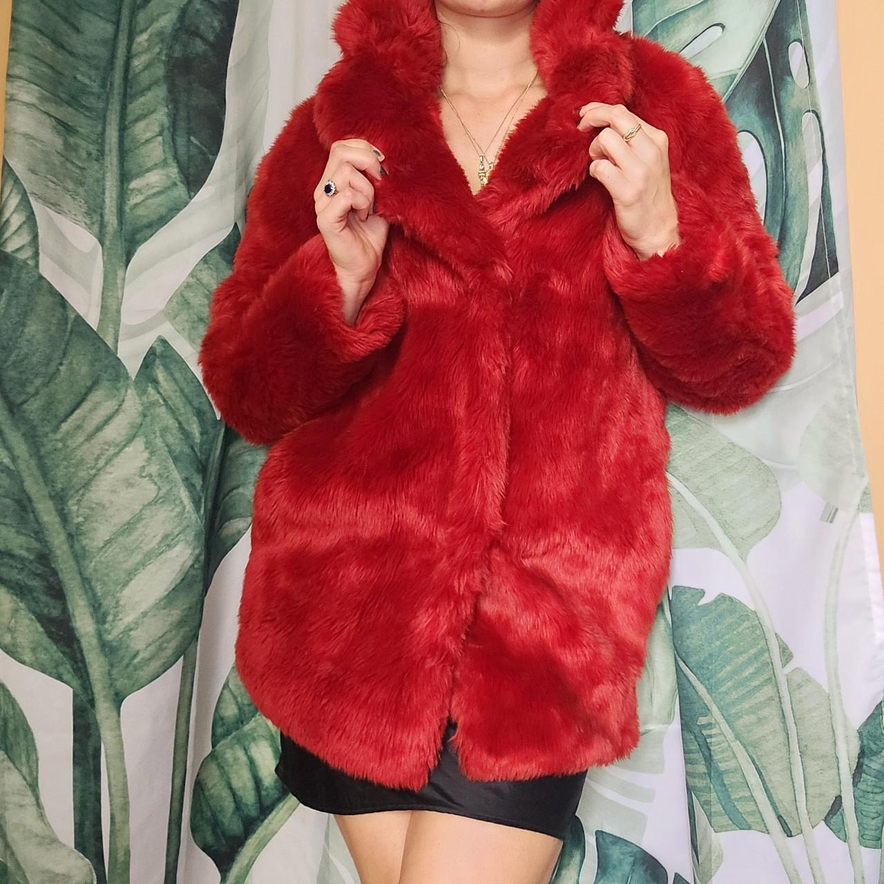 H&m red fur coat best sale