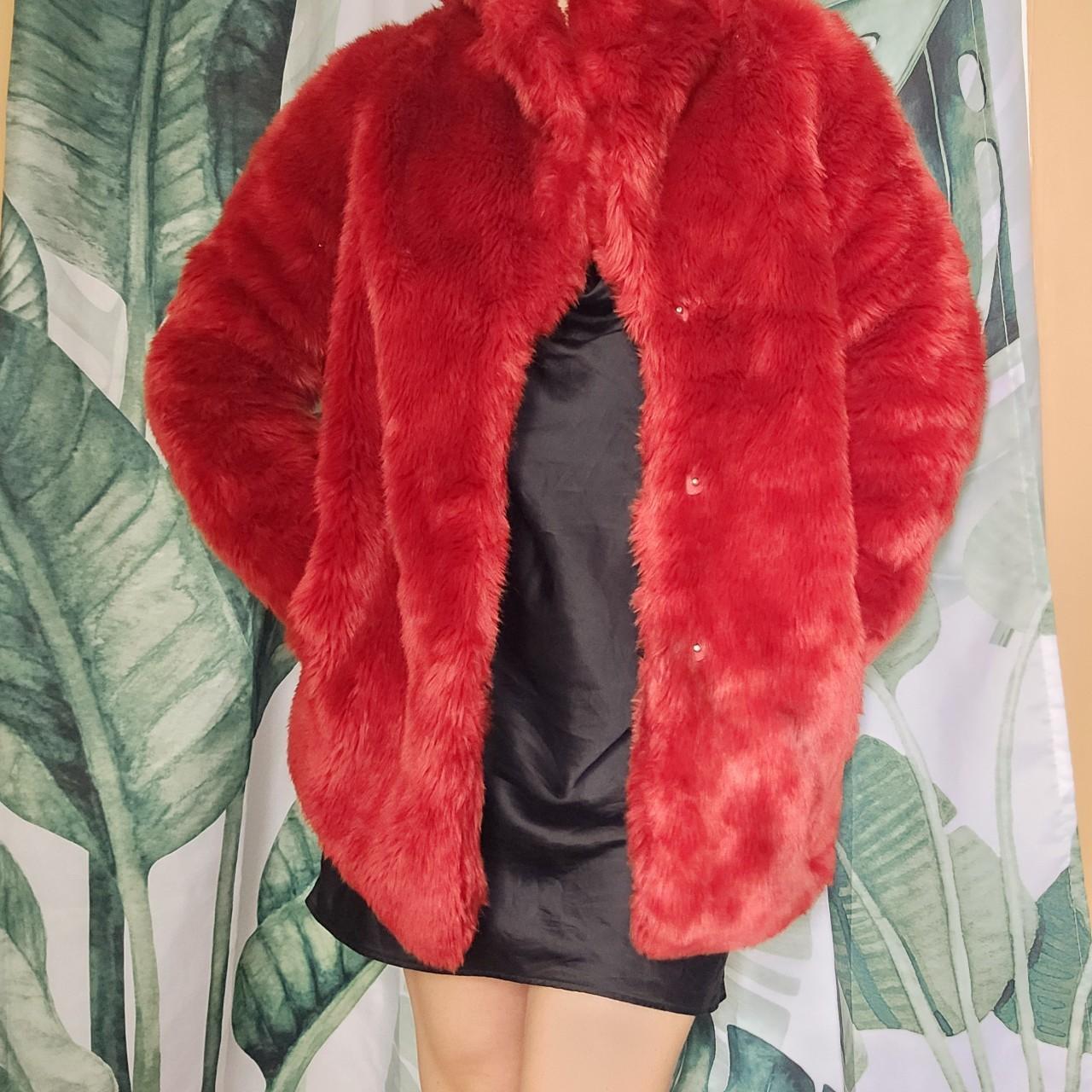 Plus size red fur coat on sale