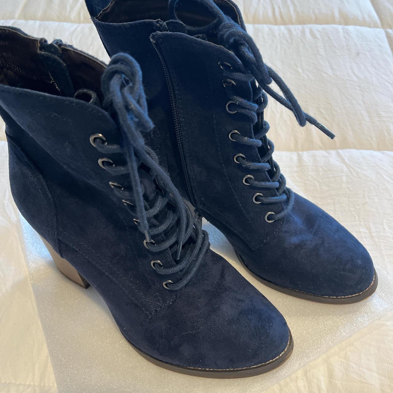 navy blue suede ankle boots
