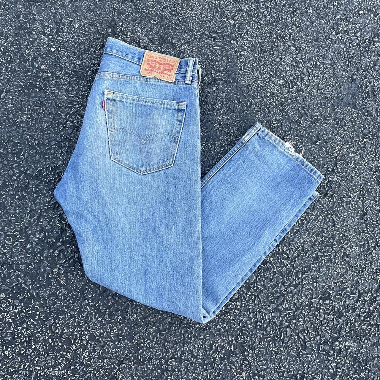 Vintage Levi’s 505 distressed jeans overall worn... - Depop