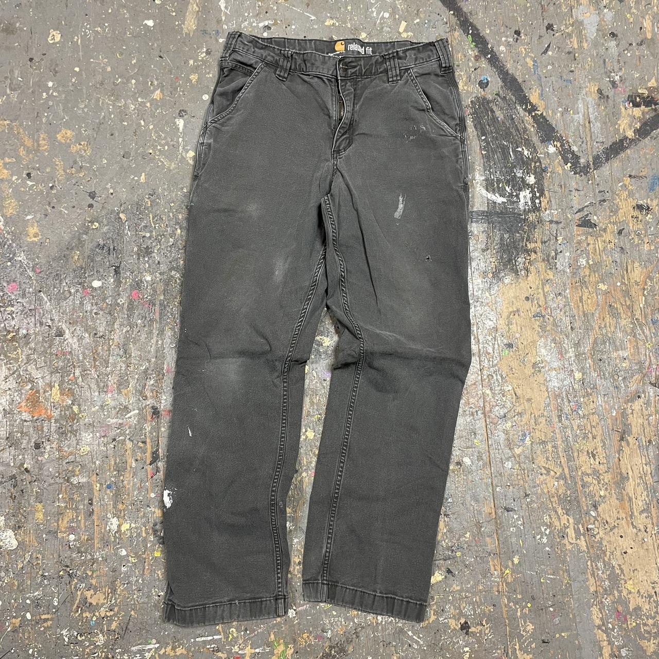 Carhartt grey work pants overall worn condition... - Depop