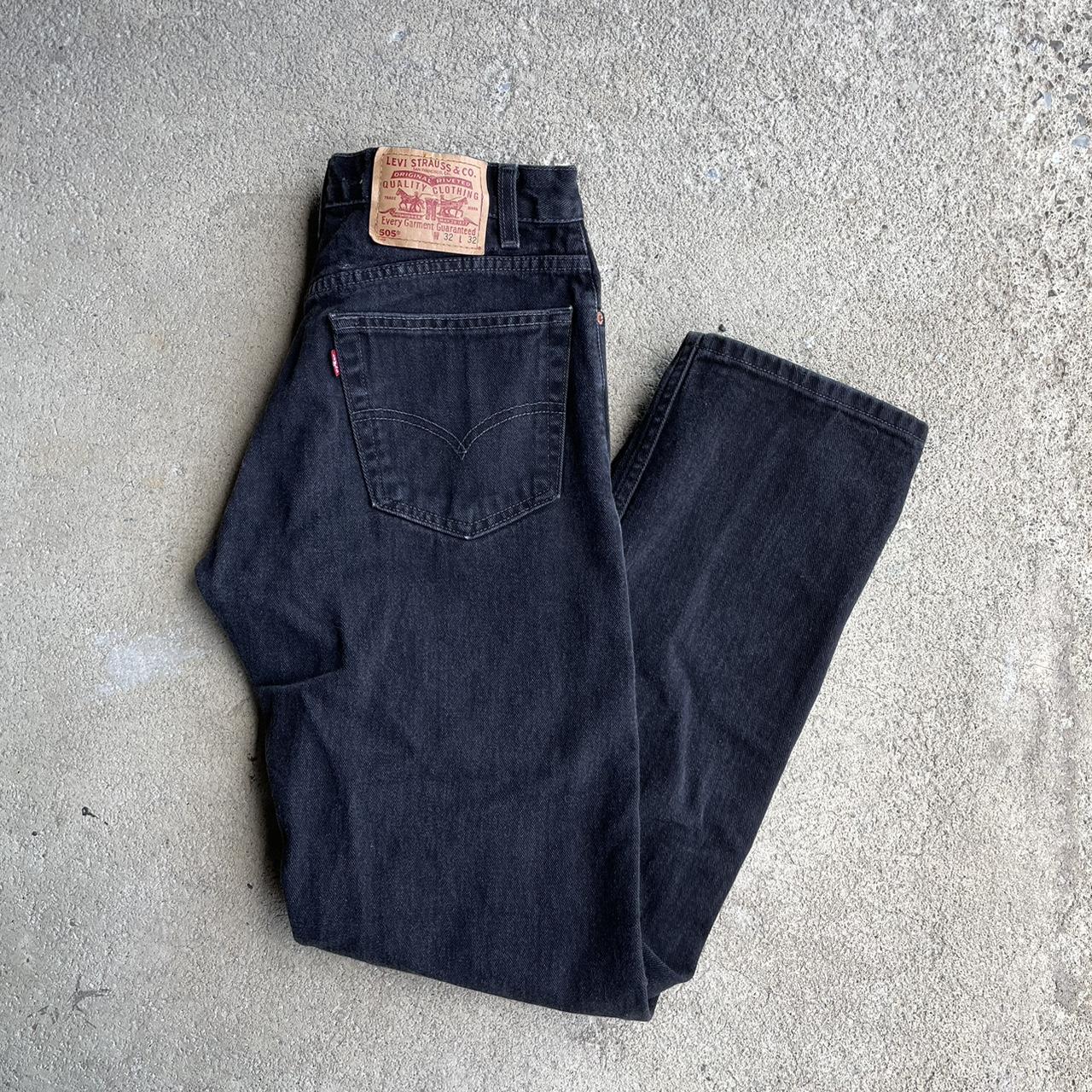 Vintage Levi’s 505 black jeans Good overall... - Depop