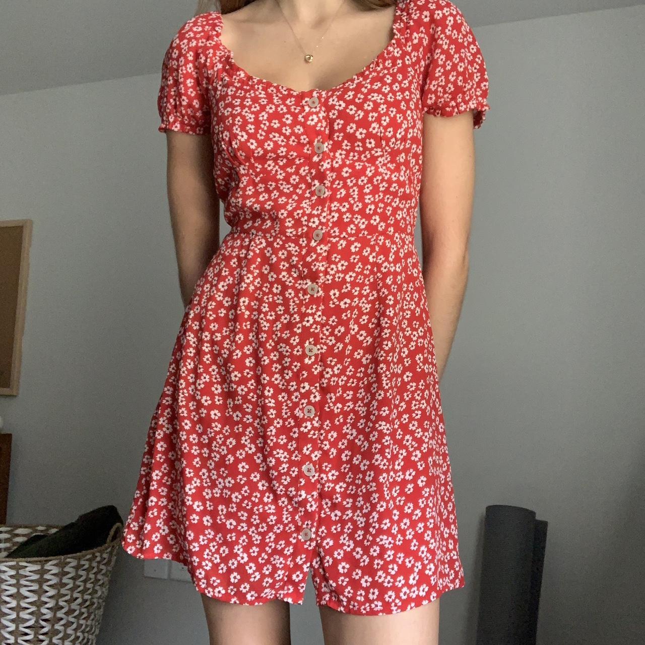 Abercrombie red 2025 floral dress