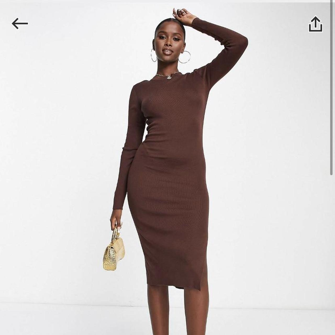 Brown bodycon midi dress online