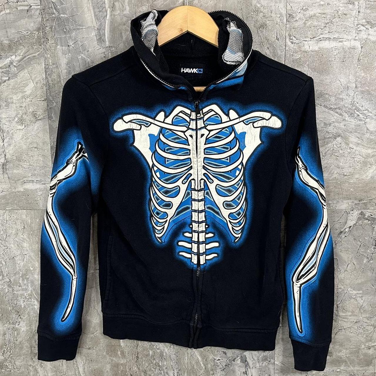 Vintage Tony Hawk Full Zip Skeleton Skull Hoodie | Depop