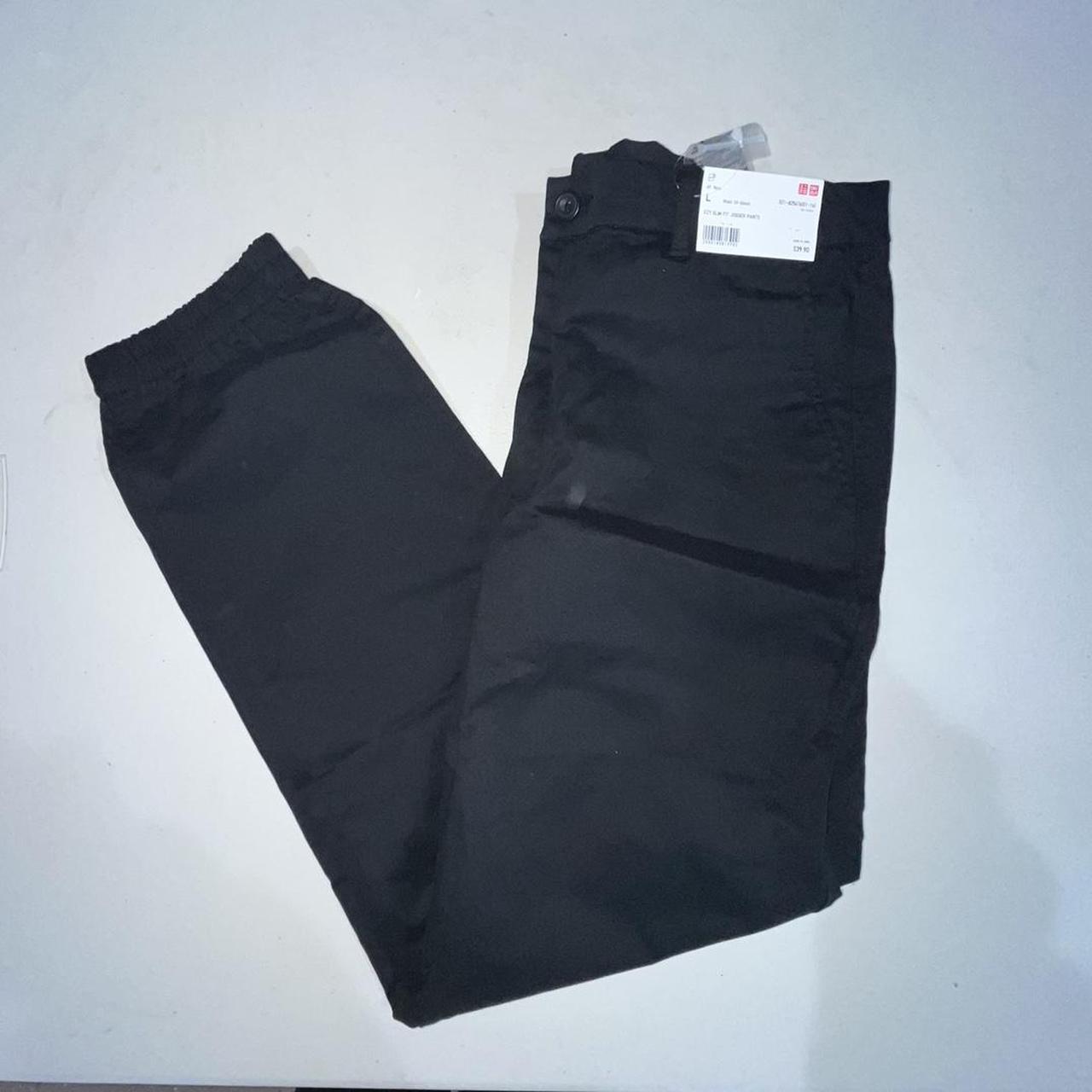 uniqlo men black jogger pants MEN LARGE BRAND NEW... - Depop