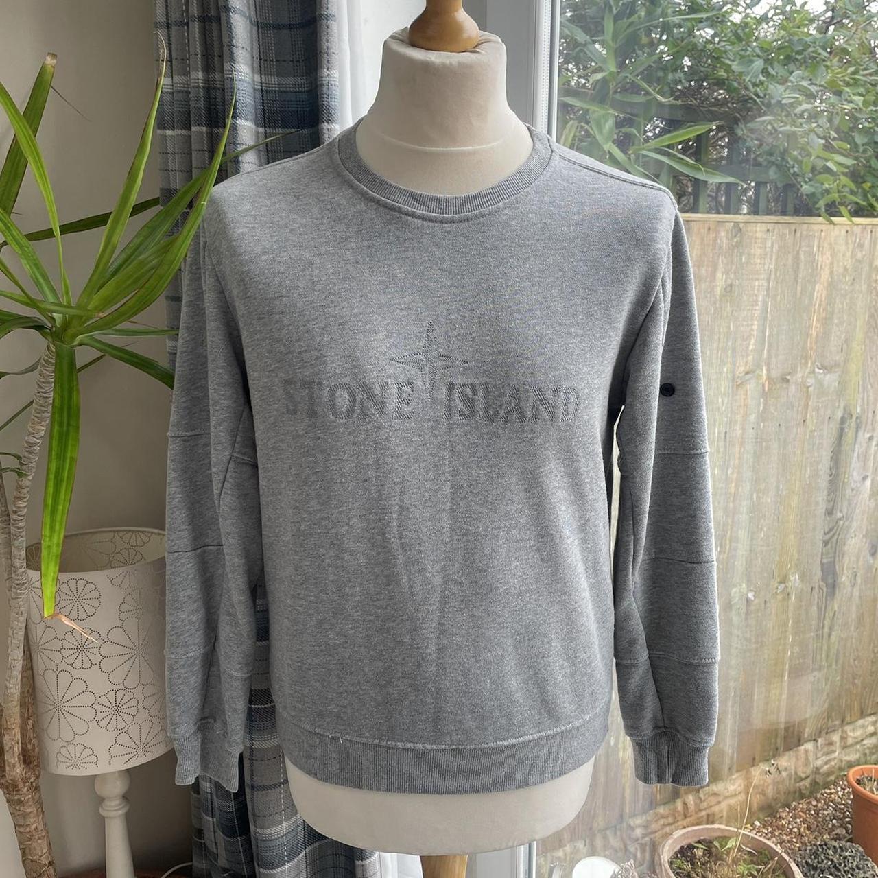 Stone Island Grey Front Logo Sweatshirt Jumper Size | Depop