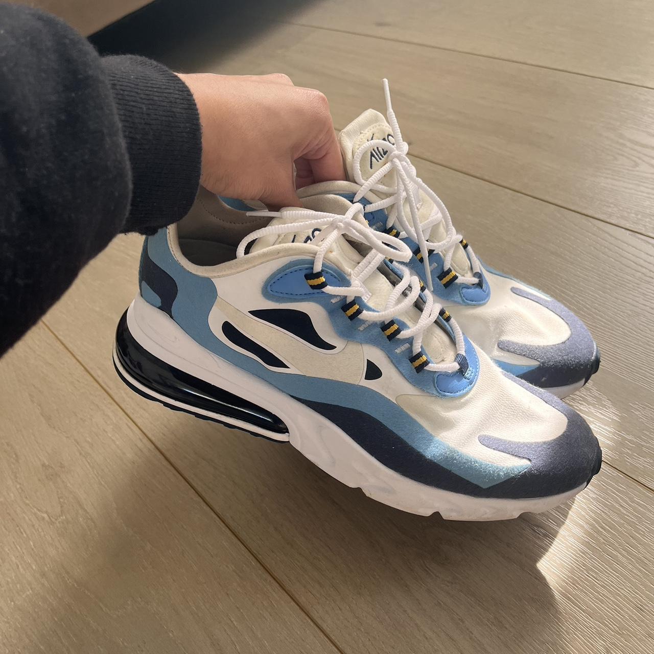 nike air max 270 react trainers in black and grey
