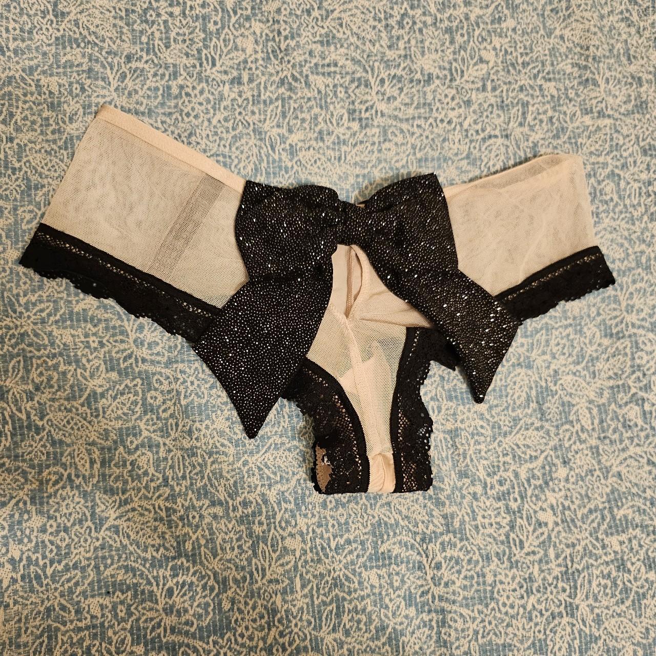 Buy Victoria's Secret 3 Womens Black Bow Cheeky Lace Panties Small