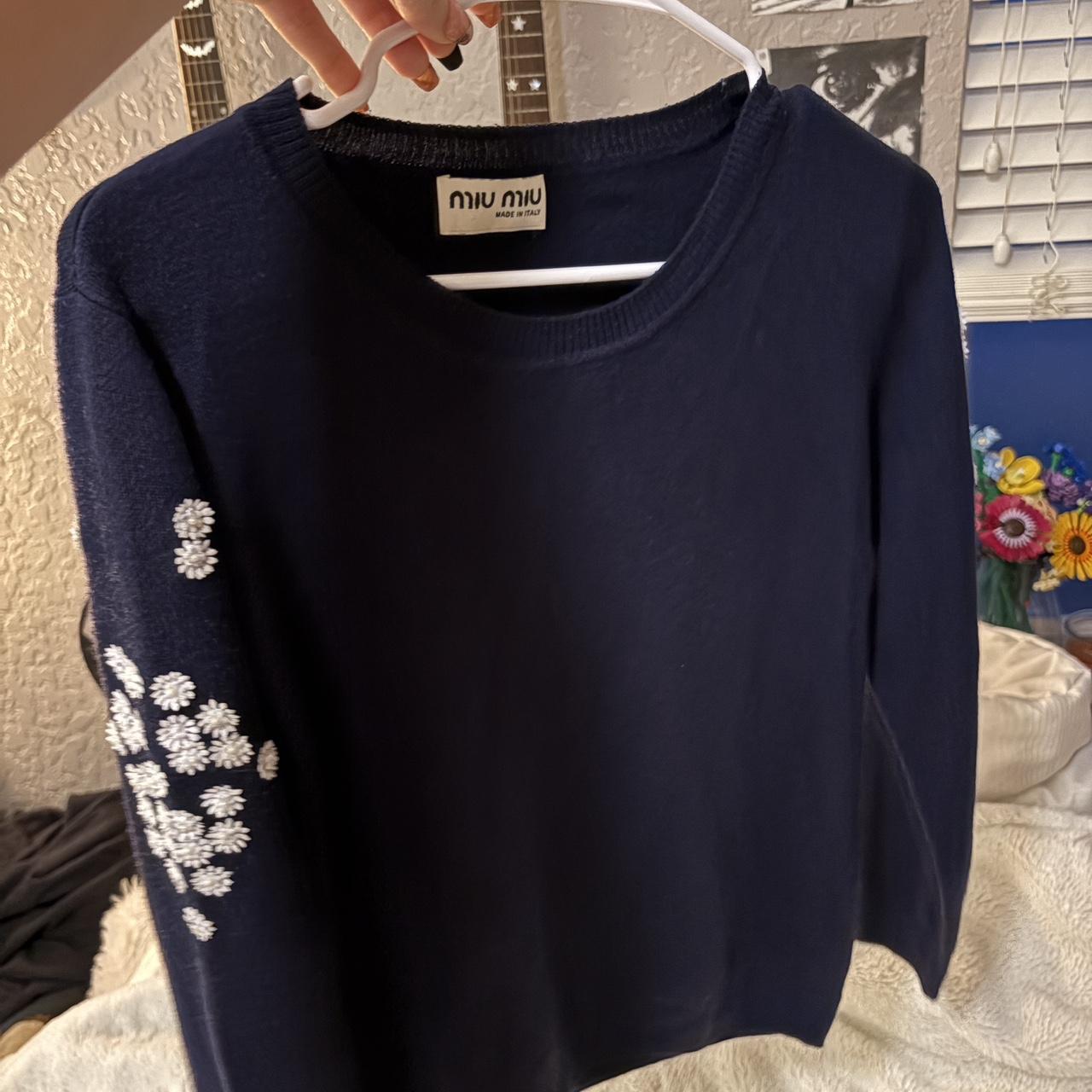 Miu Miu Women's Sweater - Navy/Blue - M – MIU MIU… - image 1