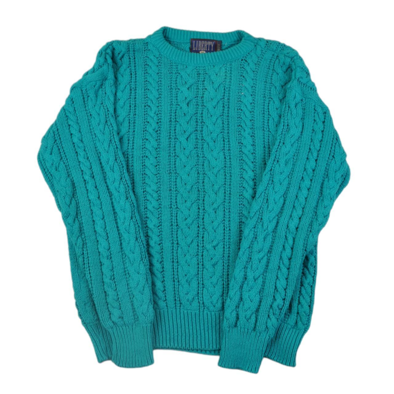 Vintage Cable Knit Knitted Jumper Green Medium Great... - Depop
