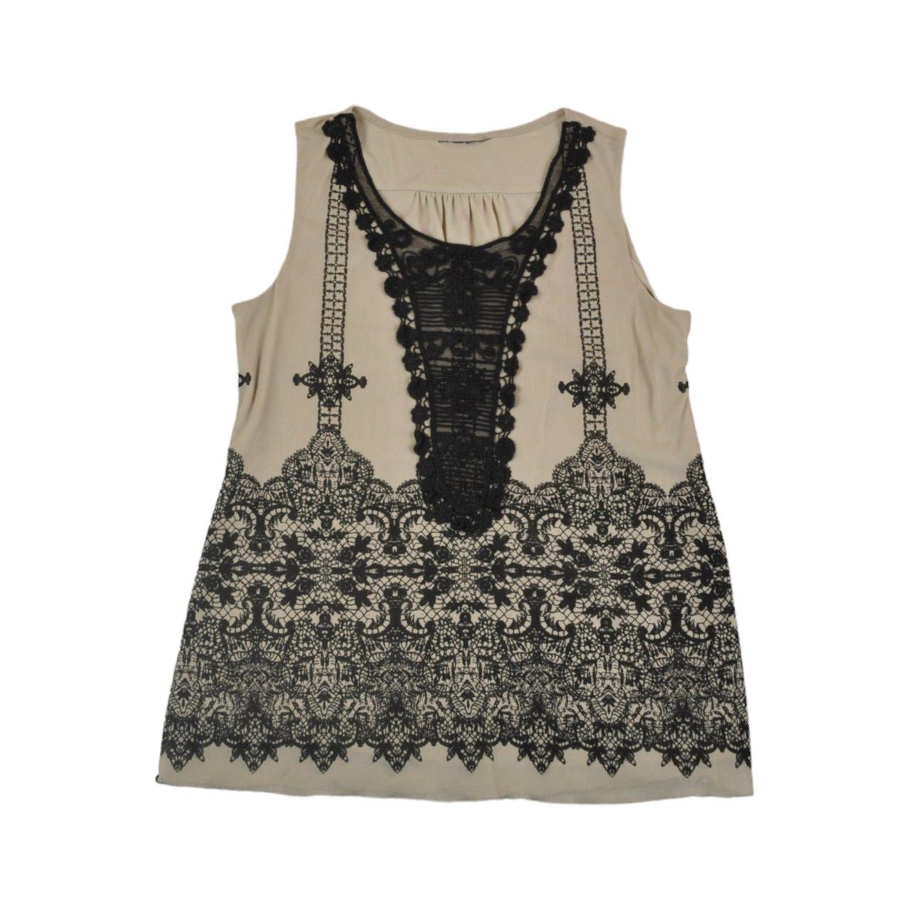 Vintage Y2K Black & Cream Embroidered offers Tank