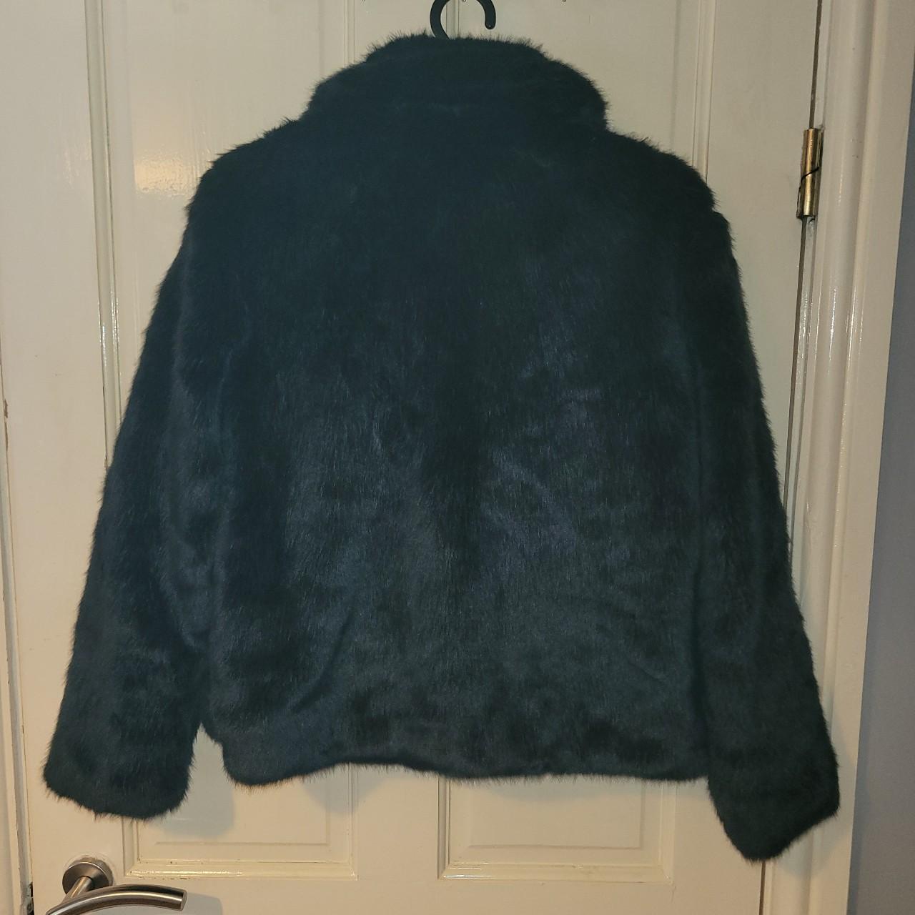 Black faux fur coat jacket From QUIZ originally Depop