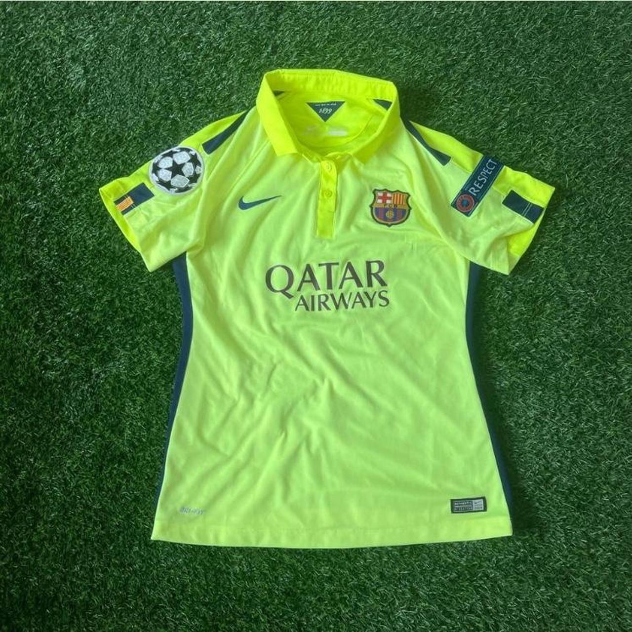 FC Barcelona Nike Neon Champions league jersey Great. Depop