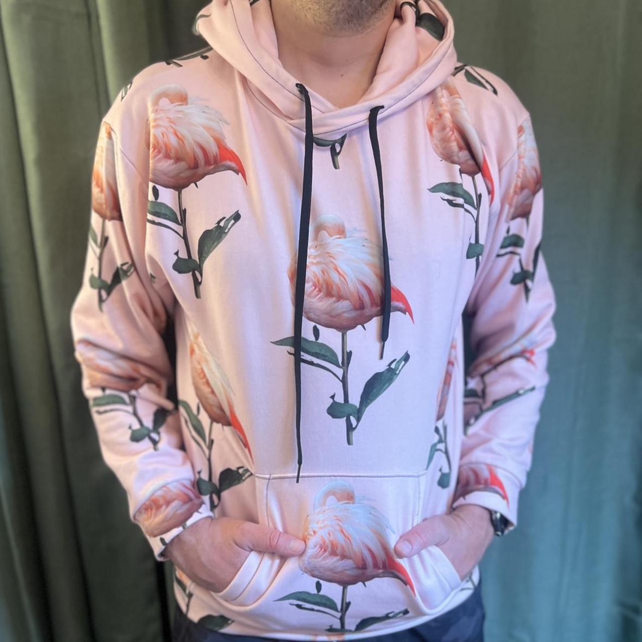 Men s unisex medium size pink hoodie with design. Depop