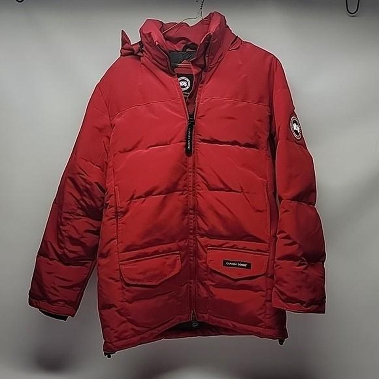 Canada Goose red XL fur hood jacket smoke. Depop