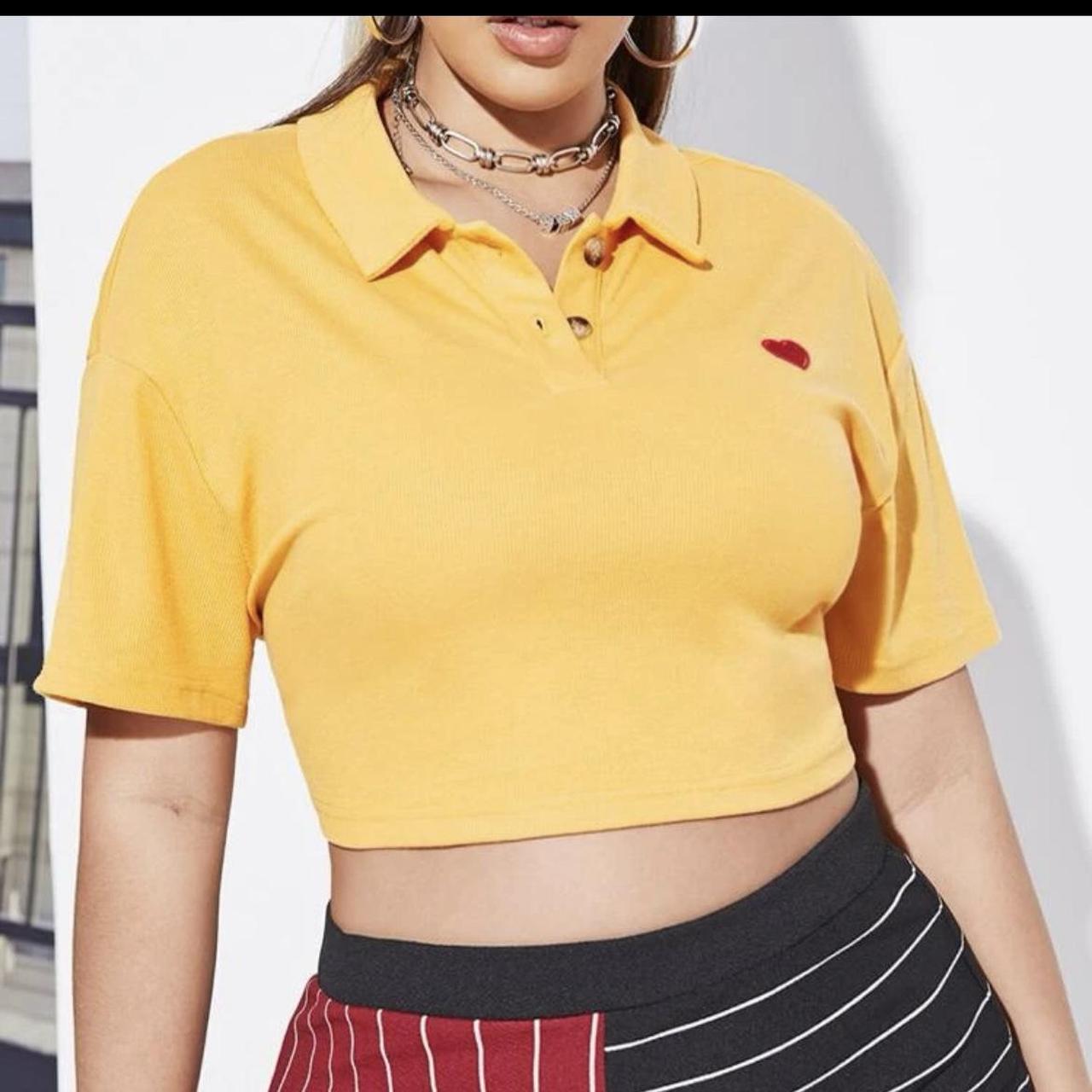 SHEIN Women's Yellow and Red Croptop Depop