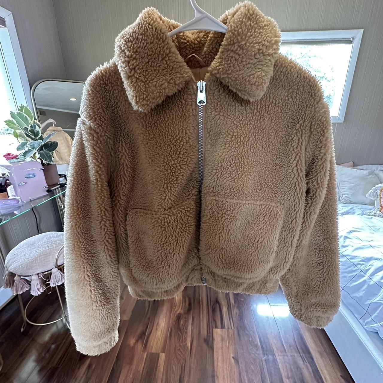 Teddy bear jacket outlet with hood emma chamberlain