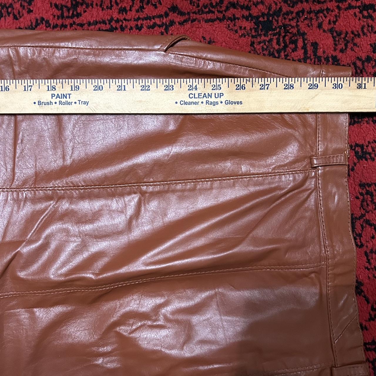 Vintage brown leather skirt size 1314 excellent... Depop