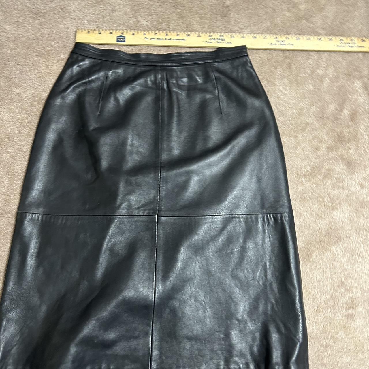 Vintage black lamb skin skirt in excellent condition... Depop