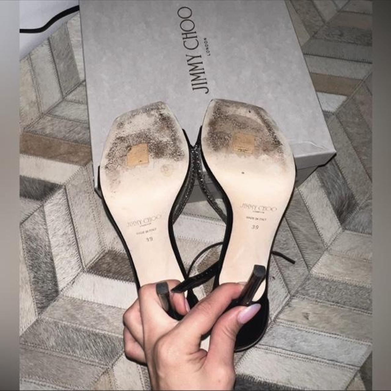 Jimmy Choo Talika Sandal Black Patent Leather Worn | Depop