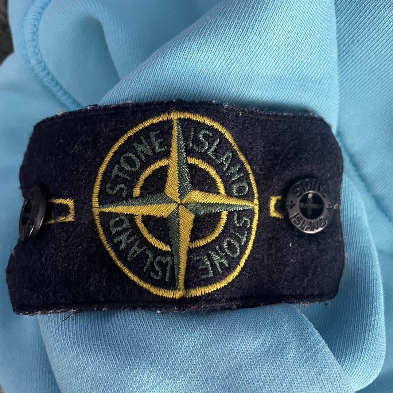 Baby blue stone island authentic sweater good... Depop