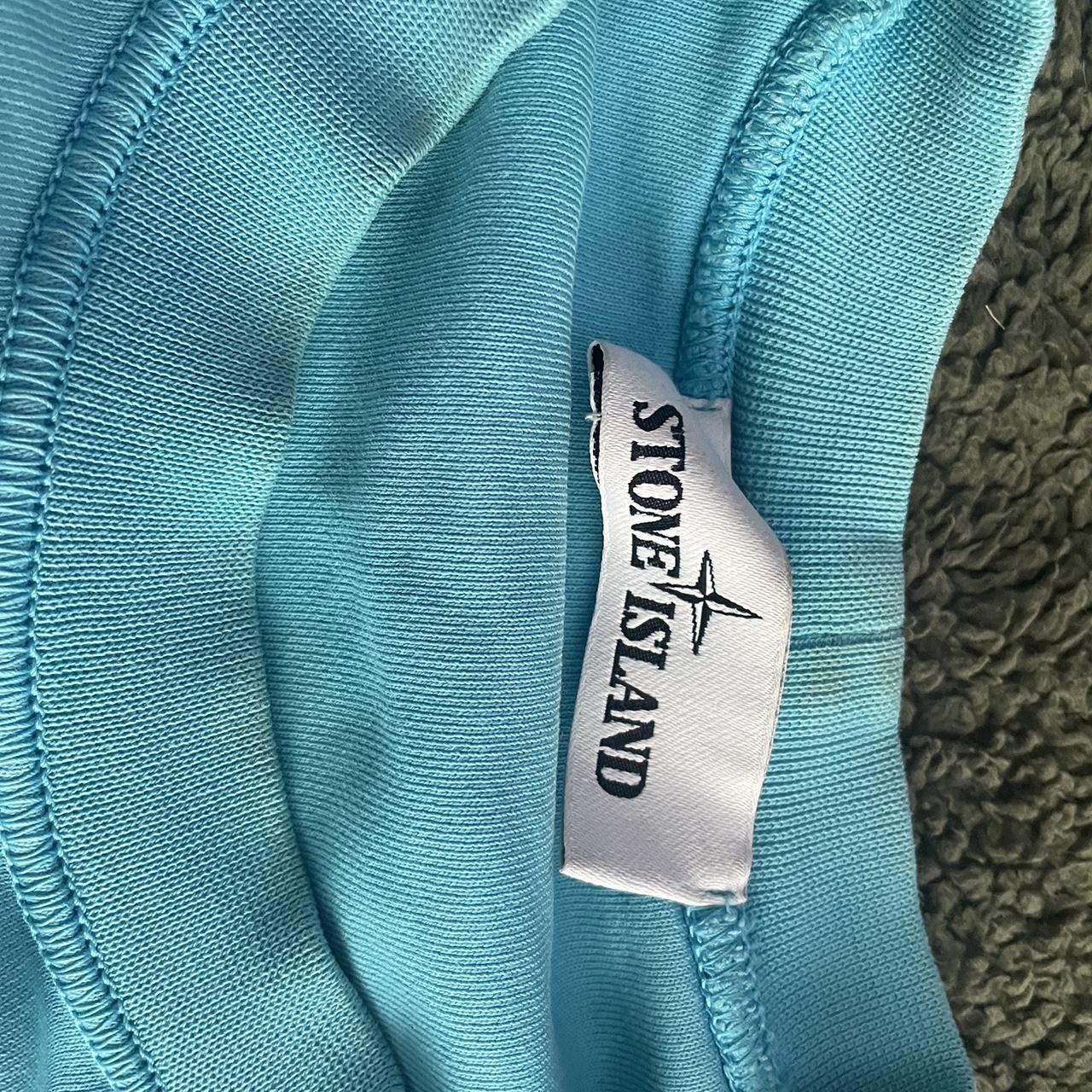 Baby blue stone island authentic sweater good... Depop