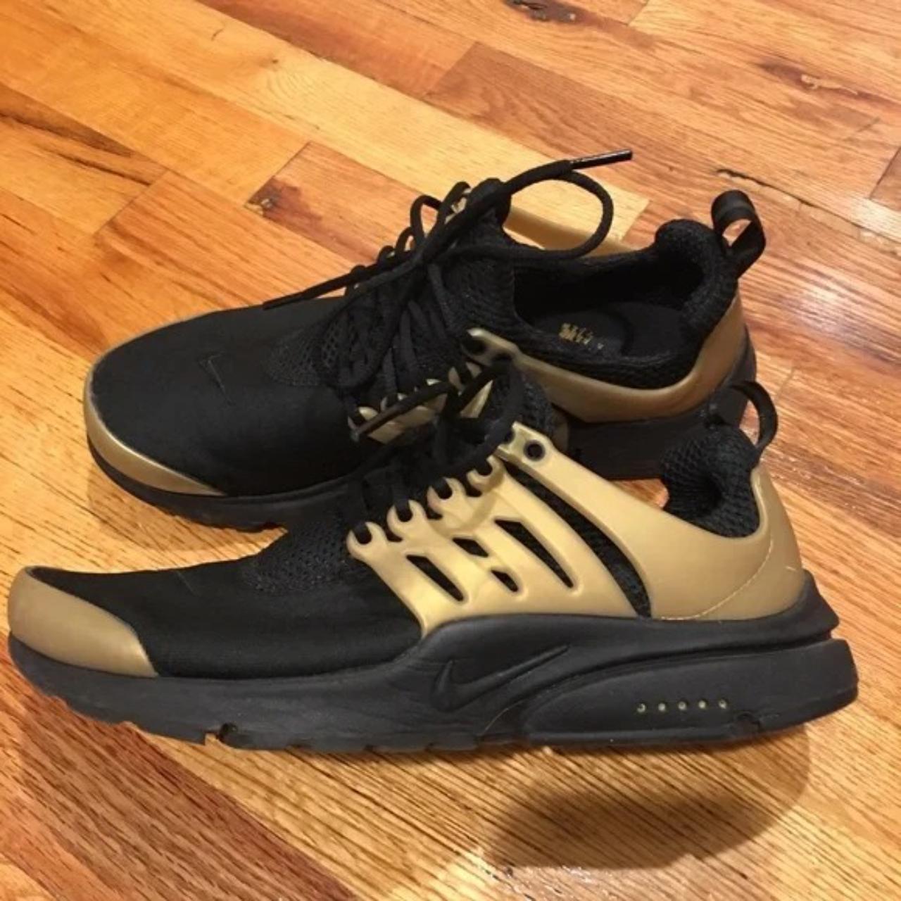 Nike Air Presto Black Metallic Gold Depop