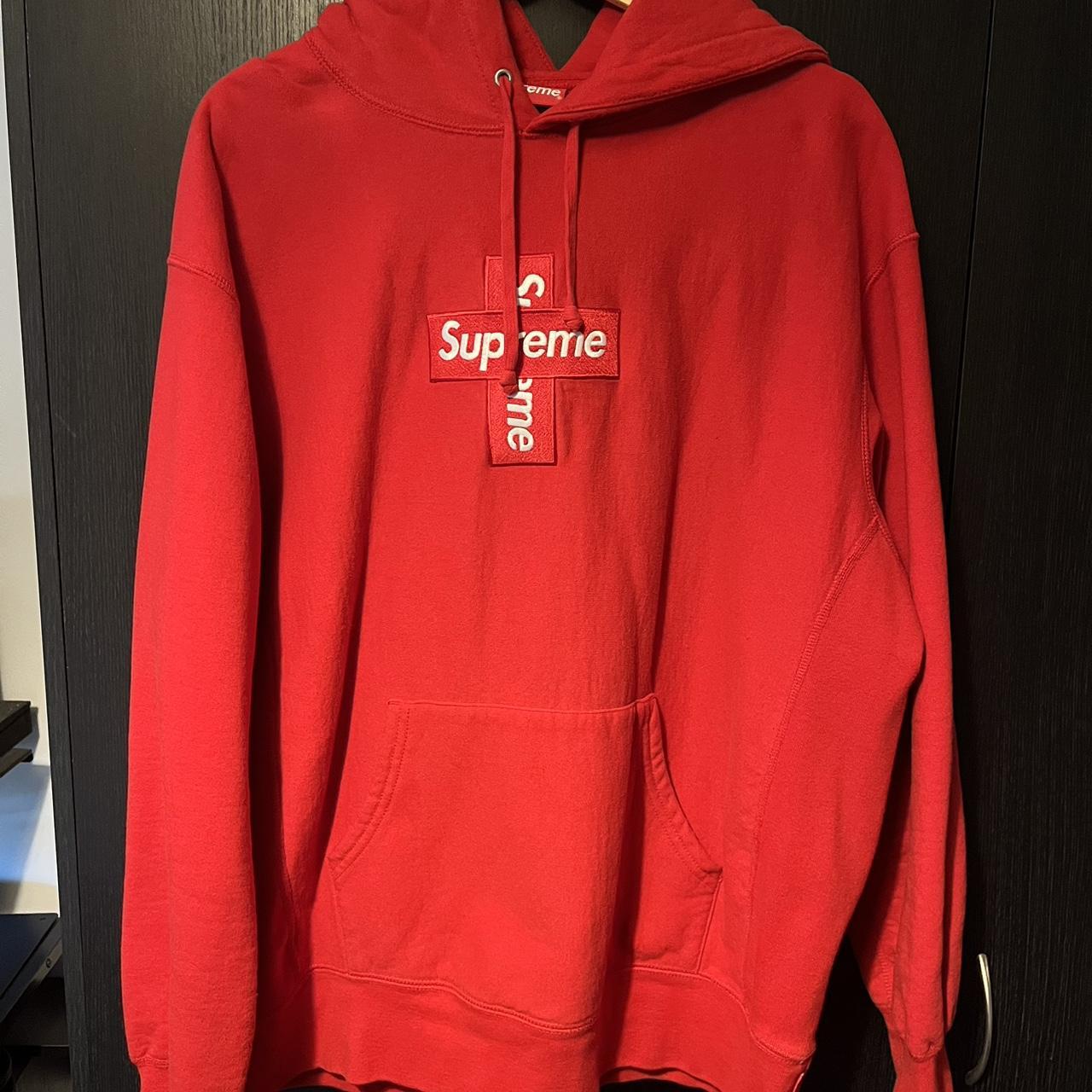 Supreme box logo hot sale pullover hoodie red