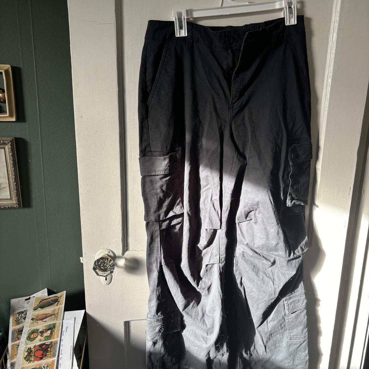 Charcoal straight leg stretchy cargo pants Women’s... Depop