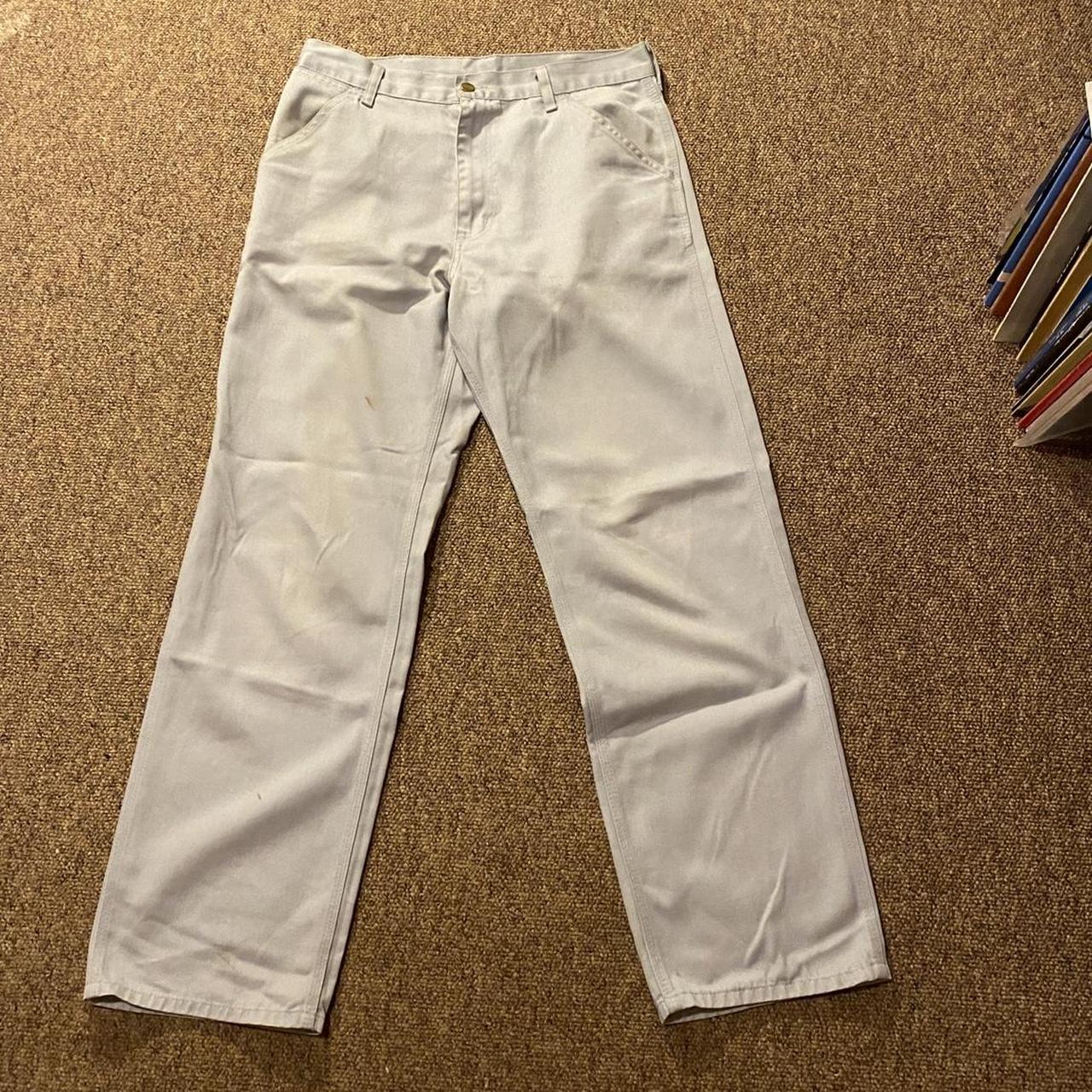 Grey simple Carhartt straight leg trousers 32W... - Depop