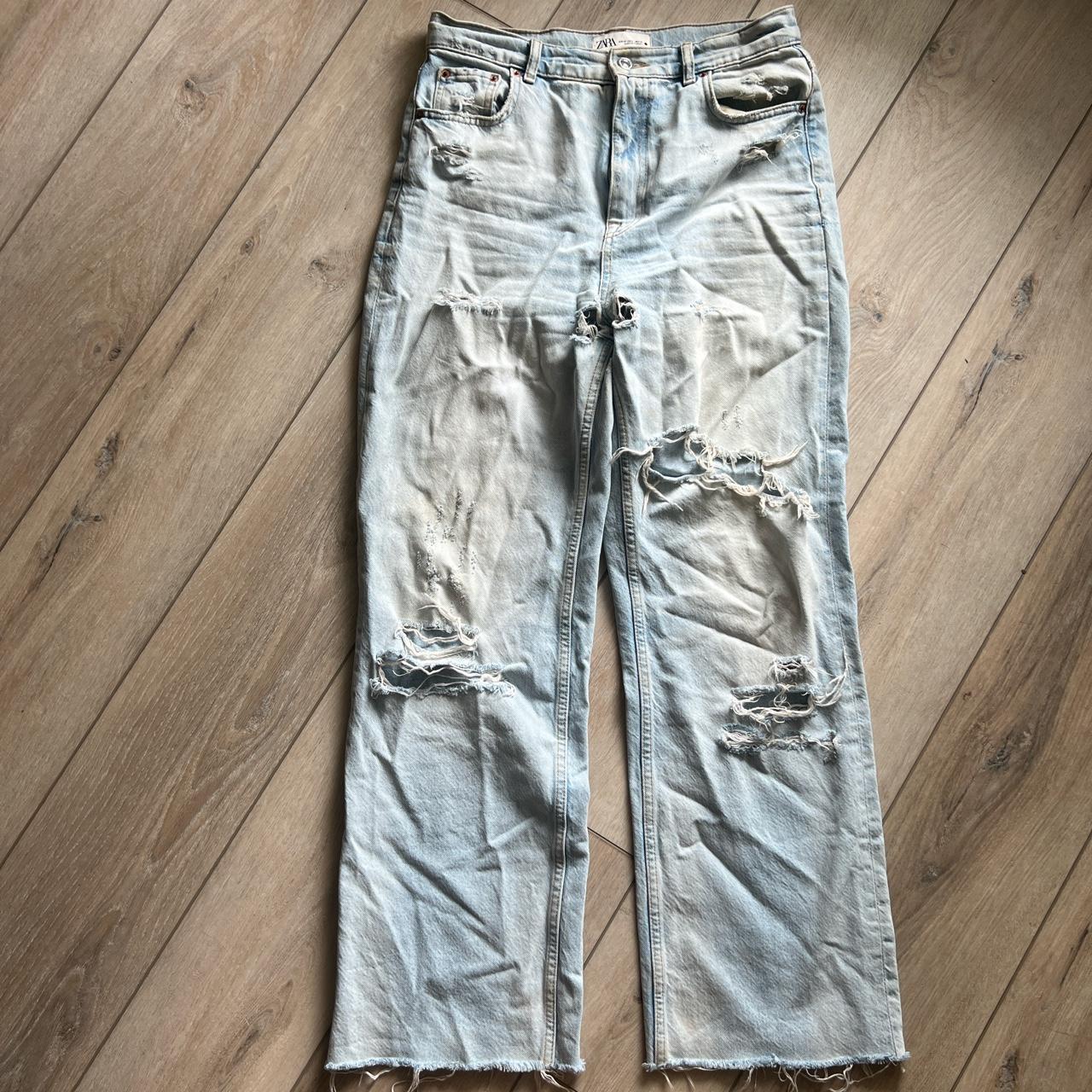 Perfectly distressed zara 90’s full length jeans... Depop