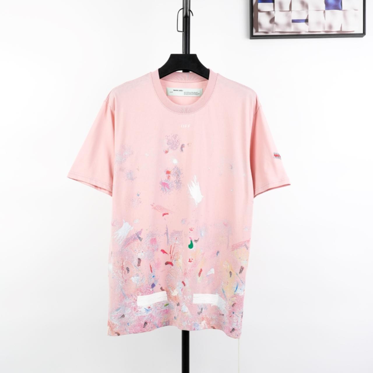Off-White pink starry sky fireworks ink-splashed | Depop