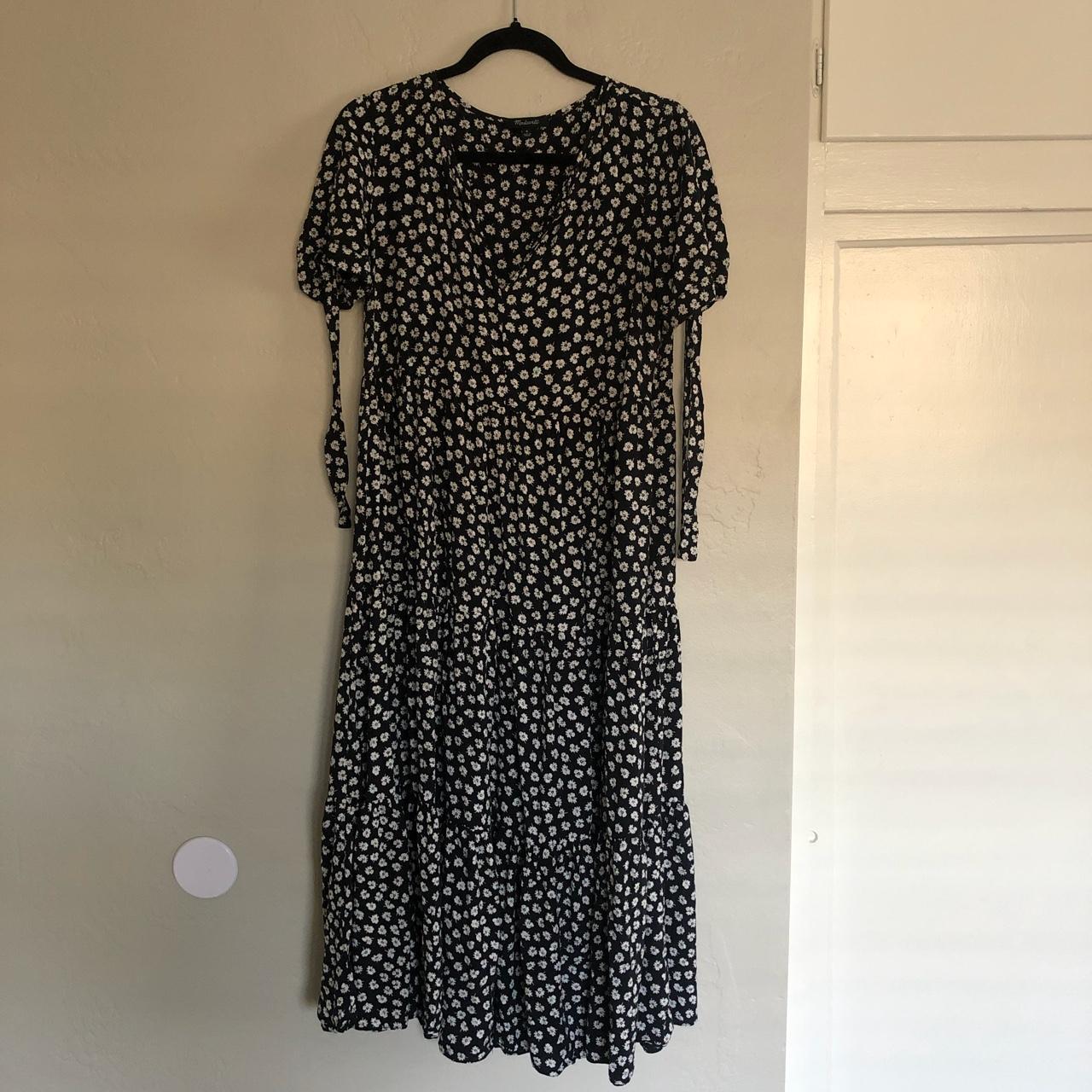 Madewell Women's Black and White Dress | Depop