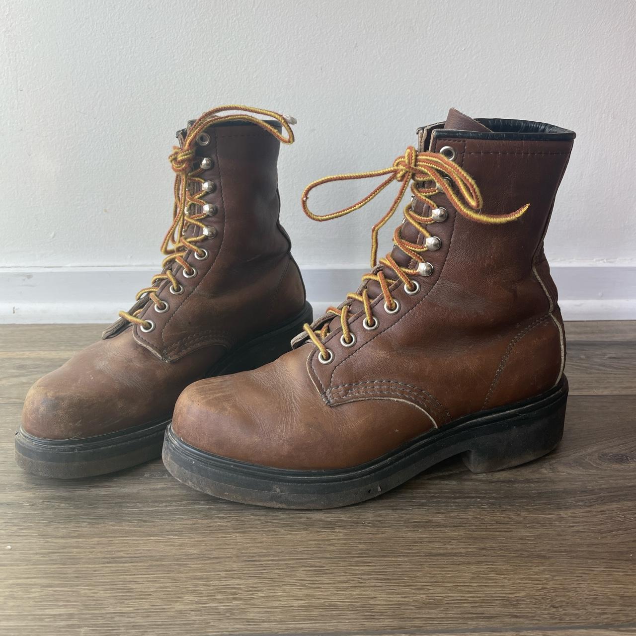 Redwing Women's Burgundy and Brown Boots | Depop