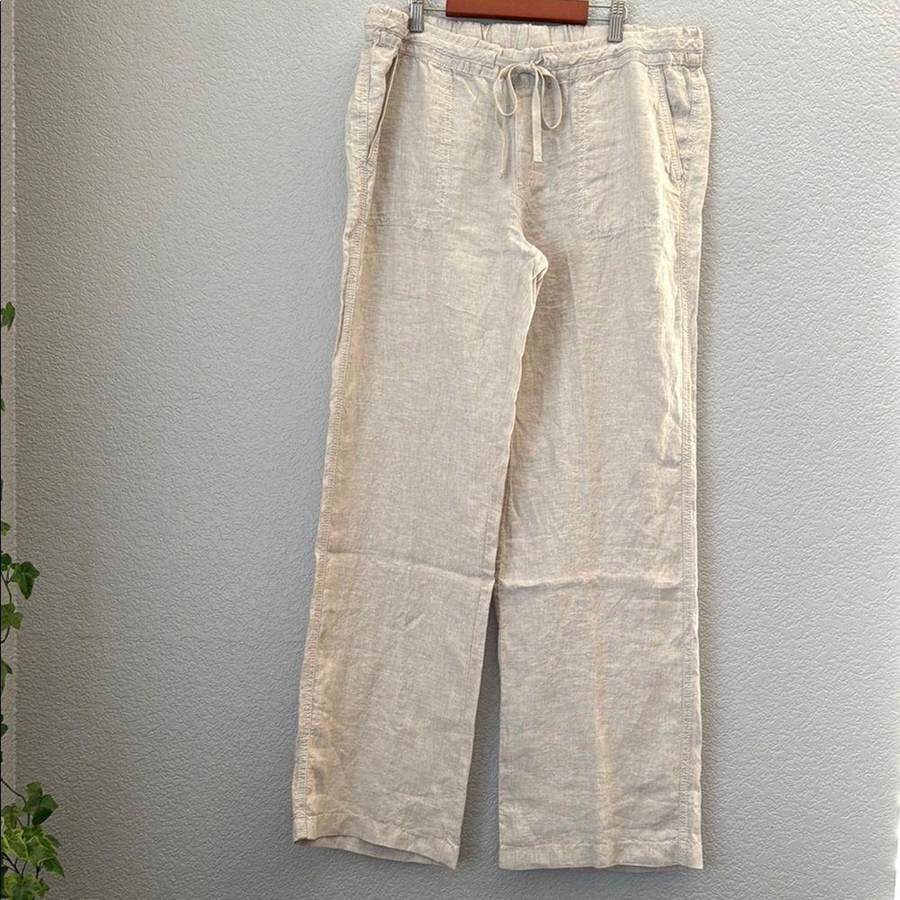 Nordstrom Women's Pants - Cream - L – Caslon Cream Linen Pants Size Large Adjustable …