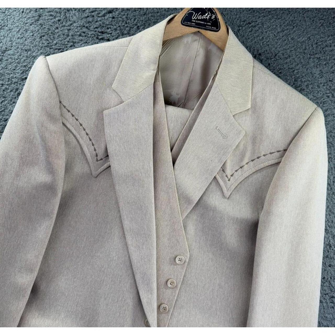 Falcone Suit Mens 38R 30x29 Ivory Vintage Western... Depop