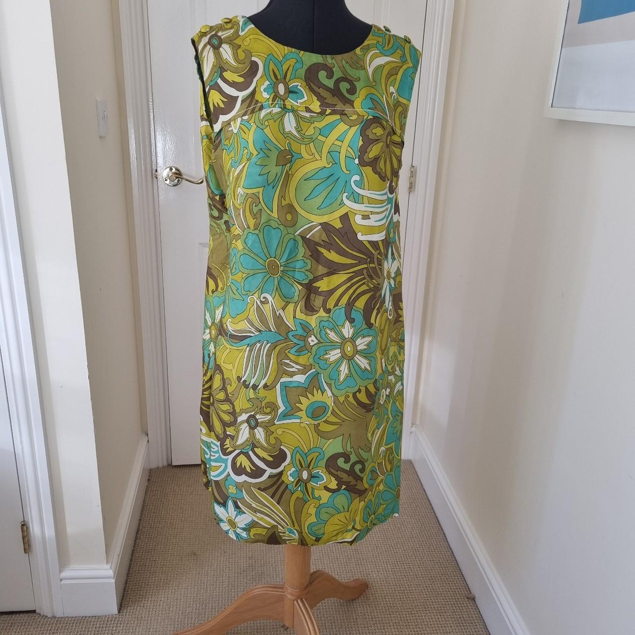 Women's Green and Yellow Dress | Depop