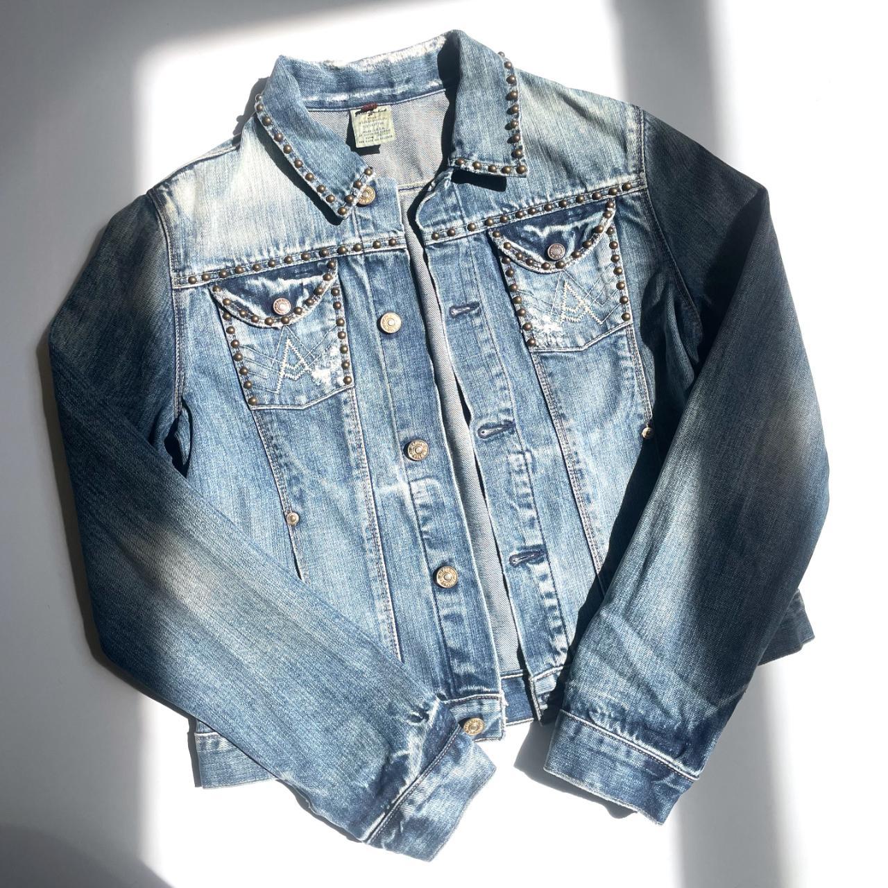 Studded jean hot sale jacket mens