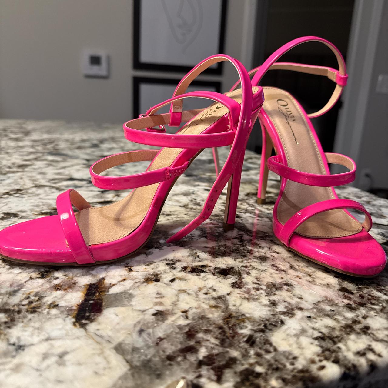 womens pink strappy heels