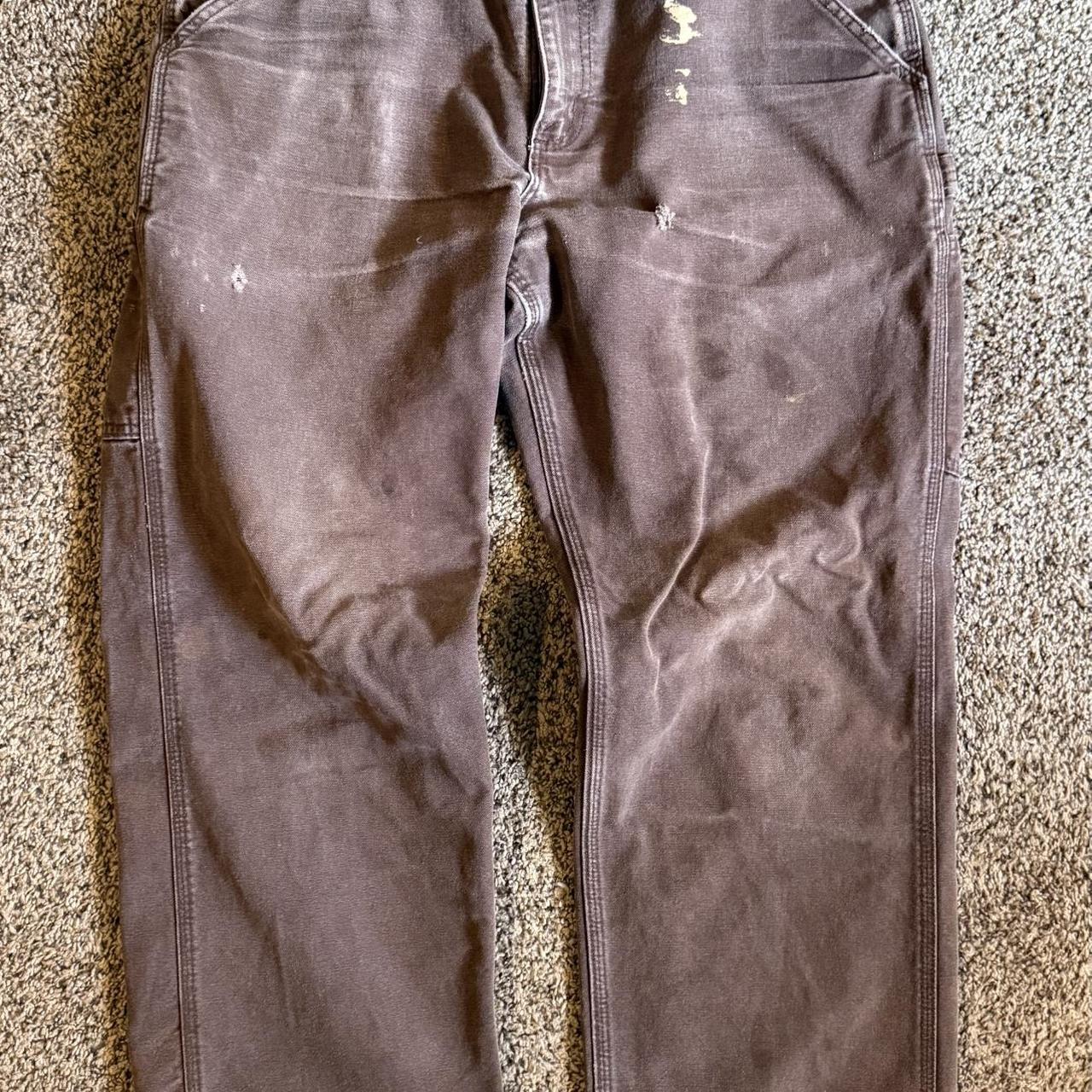 32x30 Brown Carhartt carpenter jeans with paint... | Depop